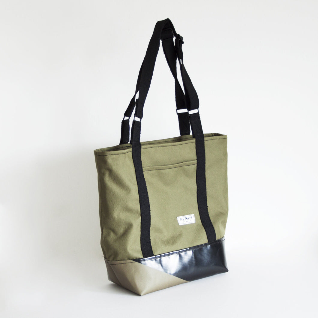 GRETA TOTE BAG / black / olive green